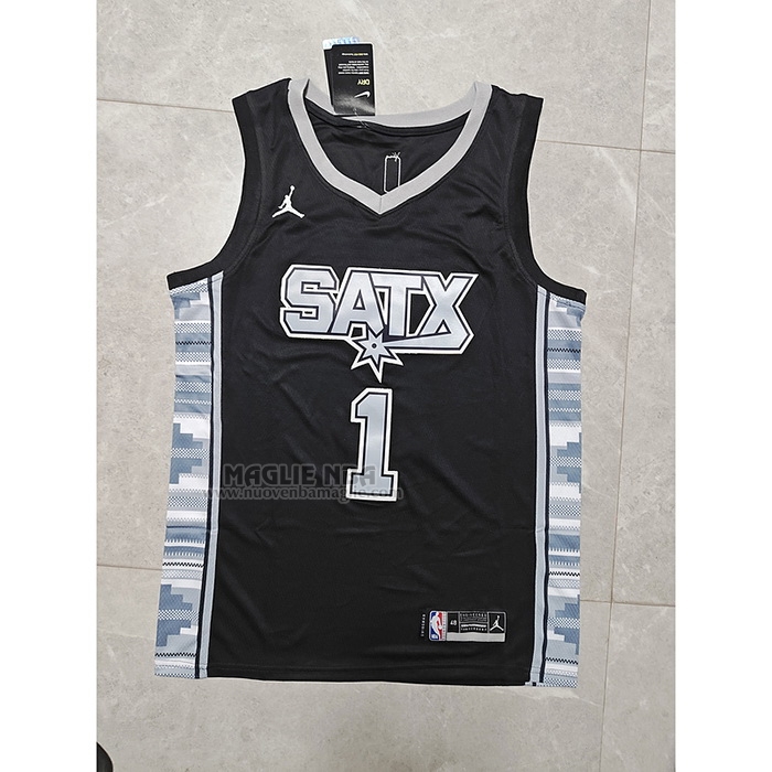 Maglia
 Victor Wembanyama NO 1 San Antonio Spurs Statement 2022-23 Nero
